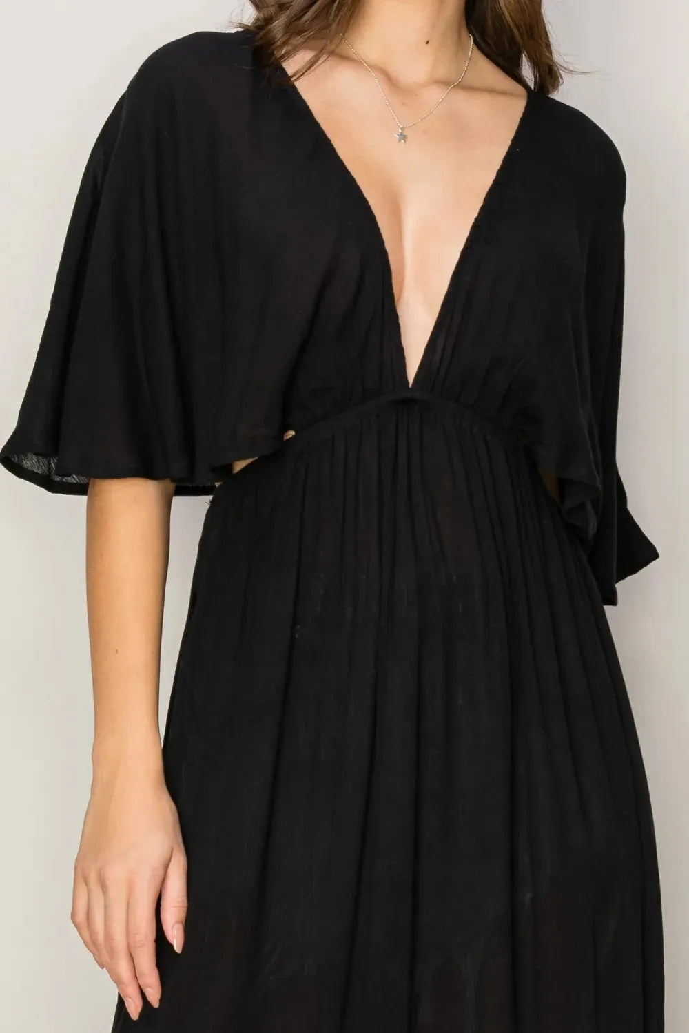 Sunset Tie-Back Maxi Beach Cover-Up Dress in Black women outfit ideas