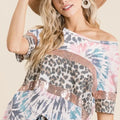 Sunset Tie-Dye Beach Terry Top with Leopard Print women outfit ideas