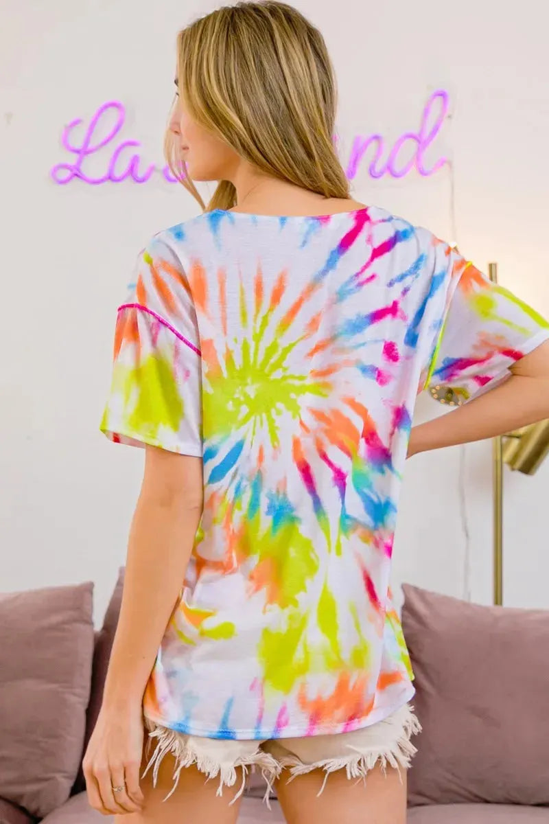 Sunset Tie-Dye Cotton Beach Top - Off White Multi women outfit ideas