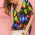 Sunset Tie-Dye Cotton V-Neck Beach Top women outfit ideas
