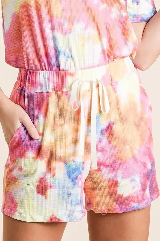 Sunset Tie-Dye French Terry Beach Shorts women outfit ideas