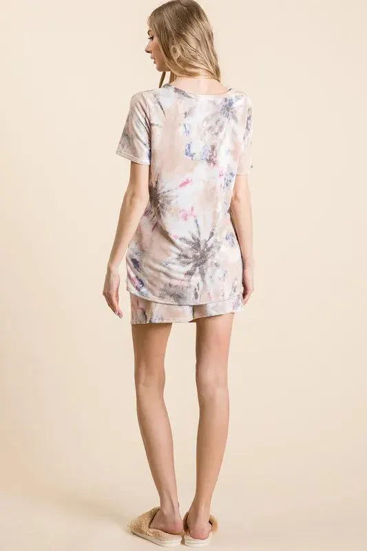 Sunset Tie-Dye Terry Beach Shorts in Taupe women outfit ideas