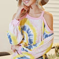 Sunset Tie-Dye Terry Beach Top with Cold Shoulders women outfit ideas