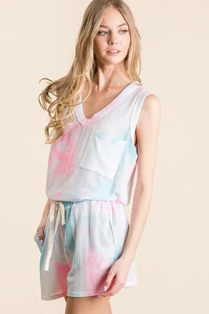 Sunset Tie-Dye Textured Beach Top & Shorts Set women outfit ideas
