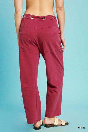 Sunset Wide Leg Cotton Beach Pants in Wine Red women outfit ideas