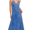 Tencel Mineral Wash Maxi Beach Dress in Classic Blue