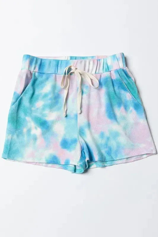 Tidal Tie-Dye Drawstring Beach Shorts in Pastel Green women outfit ideas