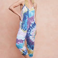 Tie-Dye Cotton Beach Jumpsuit in Lavender Blue women outfit ideas