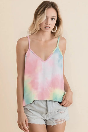 Tie Dye French Terry Beach Cami in Pink Multi women outfit ideas