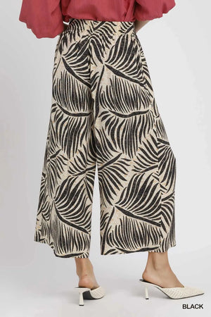 Tropical Palm Leaf Print Wide Leg Beach Culottes women outfit ideas