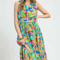 Tropical Paradise Halter Beach Dress in Green women outfit ideas