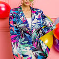 Tropical Print Beach Blazer in Bluish Tropical women outfit ideas