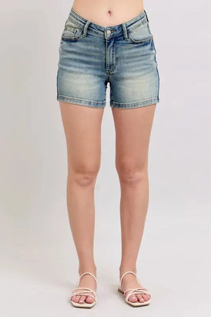 Vintage V-Front Beach Shorts in Medium Wash women outfit ideas
