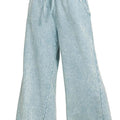 Washed French Terry Palazzo Beach Pants in Blue Grey women outfit ideas