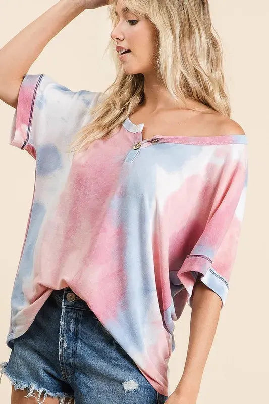 Watercolor Tie-Dye Beach Top in Soft Rayon women outfit ideas