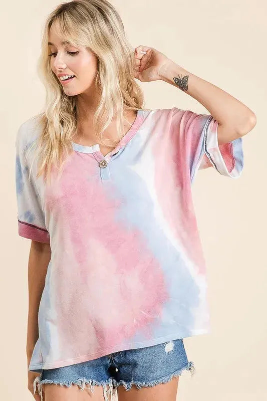 Watercolor Tie-Dye Beach Top in Soft Rayon women outfit ideas