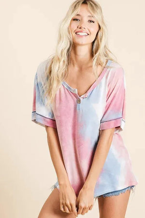 Watercolor Tie-Dye Beach Top in Soft Rayon women outfit ideas