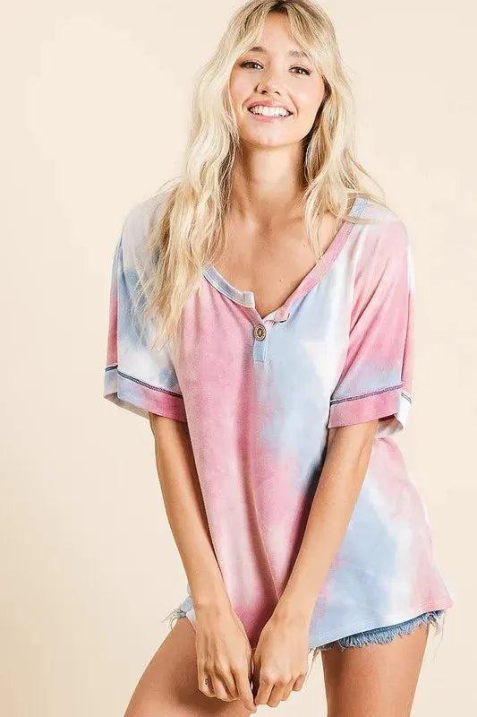 Watercolor Tie-Dye Beach Top in Soft Rayon women outfit ideas