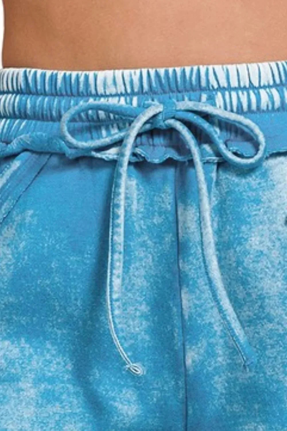 Acid Wash Fleece Drawstring Beach Shorts women outfit ideas