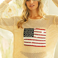American Flag Sequin Beach Cover-Up in Oatmeal women outfit ideas