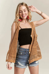 Artisan Crochet Beach Vest Top in Camel women outfit ideas