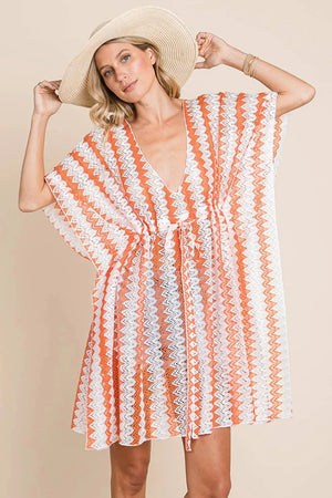 Bohemian Crochet Lace Beach Cover Up in Sunset Orange women outfit ideas