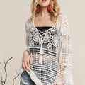 Bohemian Crochet Lace-Up Beach Coverup women outfit ideas