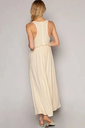 Boho Frill Slit Cami Beach Dress in Cream women outfit ideas