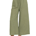 Breezy Crepe Cropped Beach Pants in Light Olive women outfit ideas