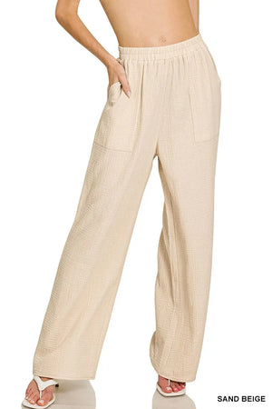 Breezy Double Gauze Beach Pants in Sand Beige