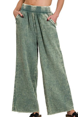 Breezy Double Gauze Wide Leg Beach Pants in Ash Jade women outfit ideas