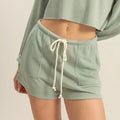 Breezy Drawstring Beach Shorts in Sage women outfit ideas
