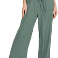 Breezy Linen-Blend Drawstring Beach Pants women outfit ideas