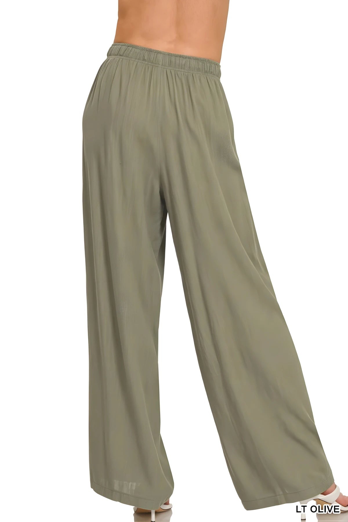 Breezy Linen Drawstring Beach Pants in Light Olive