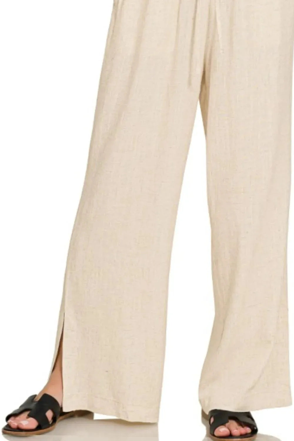Breezy Linen Drawstring Beach Pants in Oatmeal women outfit ideas