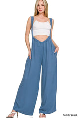 Breezy Tie-Back Beach Jumpsuit in Dusty Blue women outfit ideas