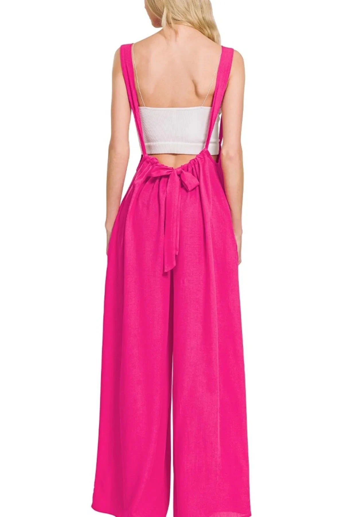 Breezy Tie-Back Suspender Beach Jumpsuit women outfit ideas