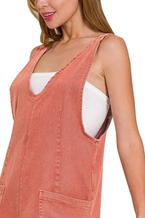 Cabernet Washed Denim Overall Beach Dress women outfit ideas