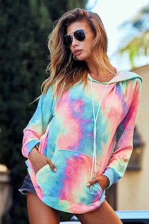 Charcoal Tie Dye Beach Hoodie in French Terry women outfit ideas