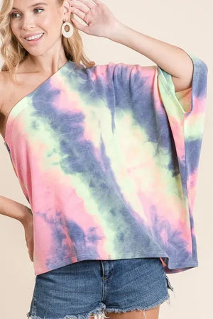 Charcoal Tie Dye One Shoulder Beach Top women outfit ideas