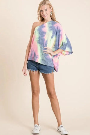 Charcoal Tie Dye One Shoulder Beach Top women outfit ideas