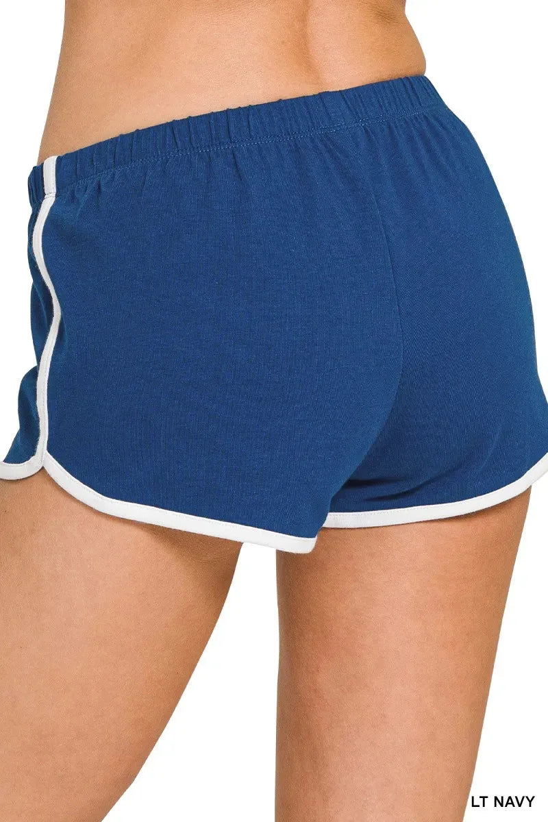 Coastal Comfort Dolphin Beach Shorts in Light Navy women outfit ideas