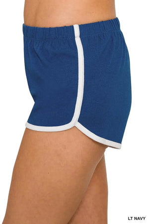 Coastal Comfort Dolphin Beach Shorts in Light Navy women outfit ideas