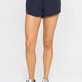 Coastal Comfort Drawcord Beach Shorts in Navy women outfit ideas