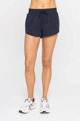 Coastal Comfort Drawcord Beach Shorts in Navy women outfit ideas