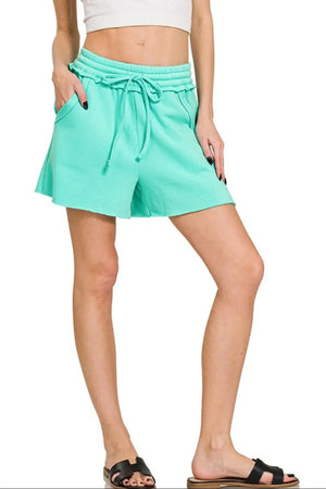 Coastal Comfort Fleece Drawstring Beach Shorts women outfit ideas