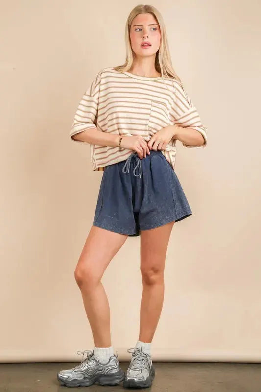 Coastal Comfort Mineral Wash Beach Shorts women outfit ideas