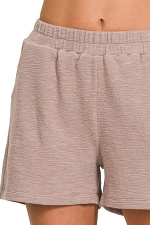 Coastal Cotton Slub Beach Shorts in Ash Mocha women outfit ideas