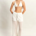 Coastal Crochet Beach Pants & Bralette Set in Cream