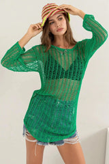 Coastal Crochet Long Sleeve Beach Cover Up women outfit ideas